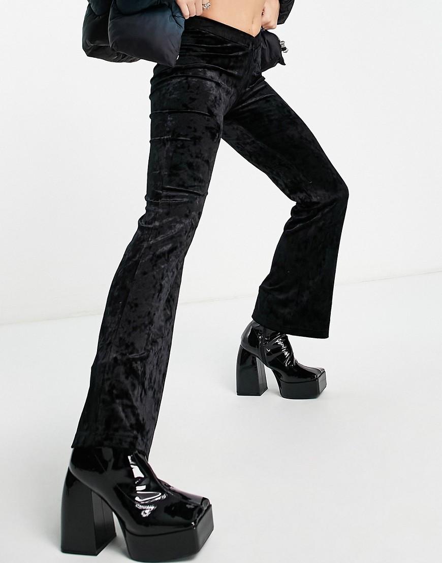 Weekday Cecile recycled velvet pants in black - part of a set