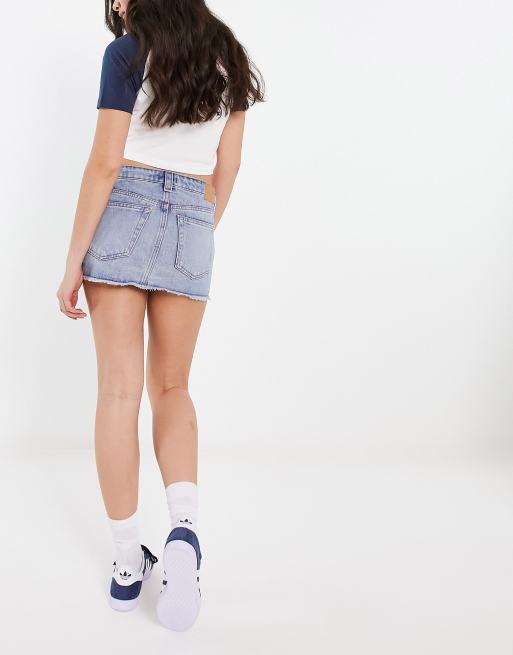 Weekday Ceinture denim mini skirt in light blue wash