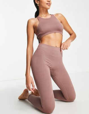 Weekday Celestia yoga seamless leggings in mocha