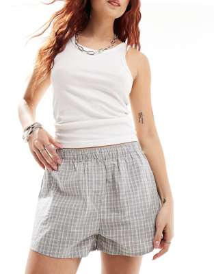 Cerci boxer style shorts in gray plaid-Neutral