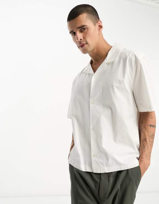 Weekday - Charlie - Camicia squadrata a maniche corte bianco sporco