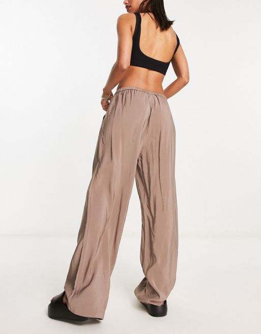 Weekday Chase smart pull on trousers in stone
