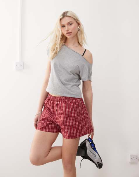 Weekday check shorts in red - view 1