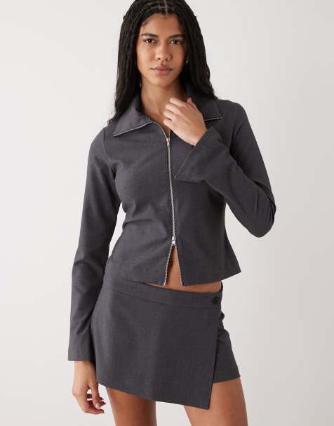 Weekday - Chemise à fermeture éclair bidirectionnelle - Gris chiné - view 1