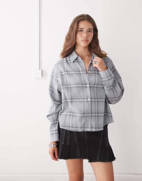 Weekday - Chemise coupe carrée à carreaux - Gris - view 1