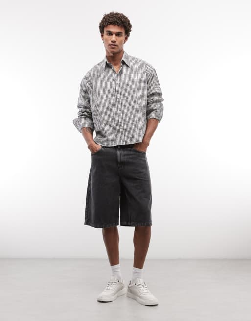 Weekday - Chemise manches longues coupe carrée à carreaux - Blanc et gris, 2 de 5
