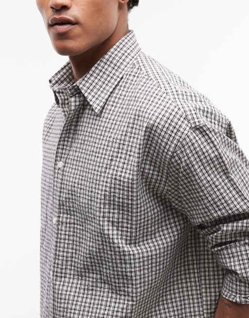 Weekday - Chemise manches longues coupe carrée à carreaux - Blanc et gris, 3 de 5