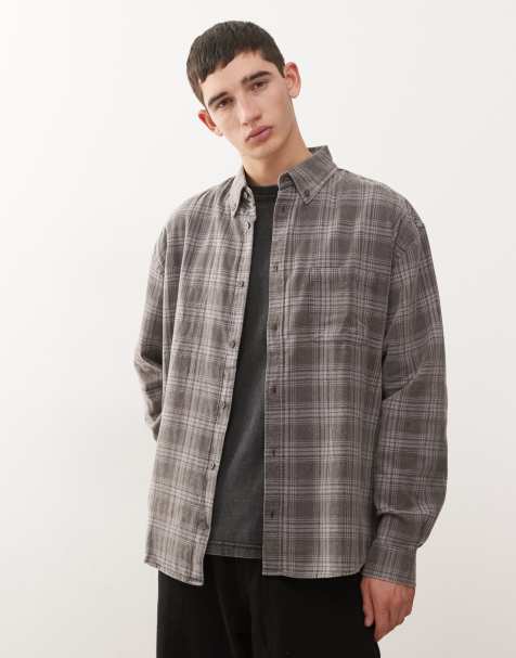 Weekday - Chemise manches longues en flanelle à carreaux - Gris délavé - view 1