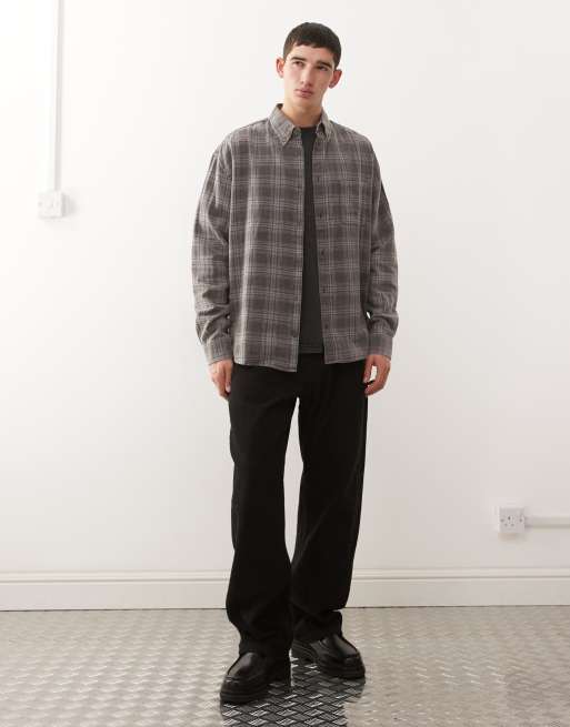 Weekday - Chemise manches longues en flanelle à carreaux - Gris délavé, 2 de 5