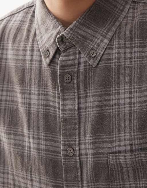 Weekday - Chemise manches longues en flanelle à carreaux - Gris délavé, 5 de 5