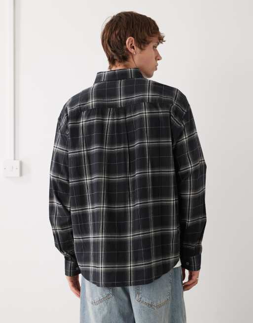 Weekday - Chemise manches longues en flanelle à carreaux - Noir, 3 de 5