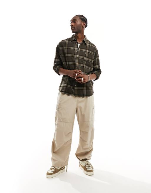 Weekday - Chemise manches longues oversize en flanelle à carreaux - Marron