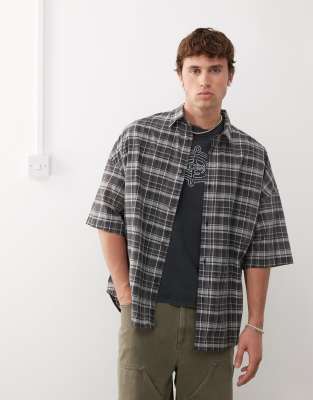 Weekday - Chemise oversize à carreaux - Gris