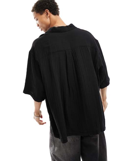 Weekday - Chemise oversize à manches courtes - Noir, 3 de 4