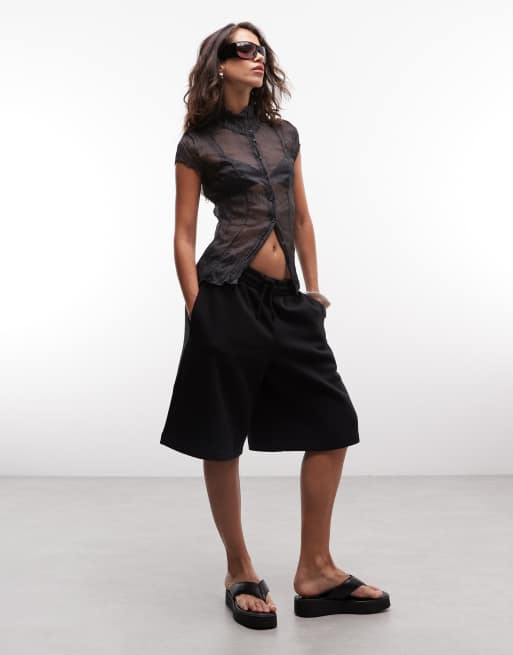 Weekday chiffon krølskjorte i råsort, 4 af 4