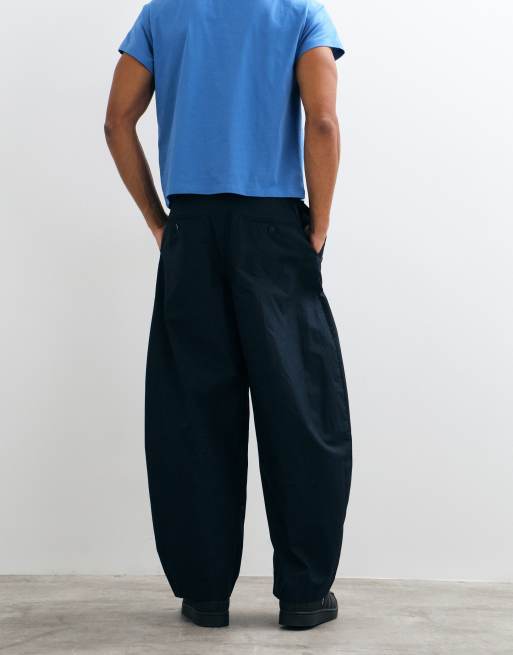 Weekday chino-byxor med barrel leg i marinblått, 5 av 5