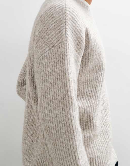 Weekday chunky knit jumper in light beige 2-tone twisted yarn, 4 of 5