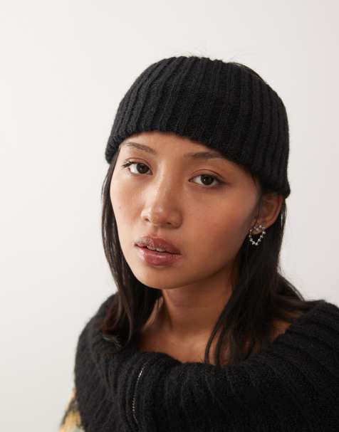 Weekday chunky knitted headband in black - view 1