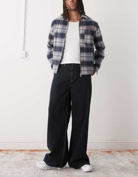 Weekday wide leg flare jeans in classic dark blue