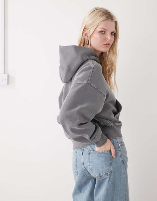 Weekday – Ciemnoszara bluza z kapturem oversize o pudełkowym kroju, 3 z 4