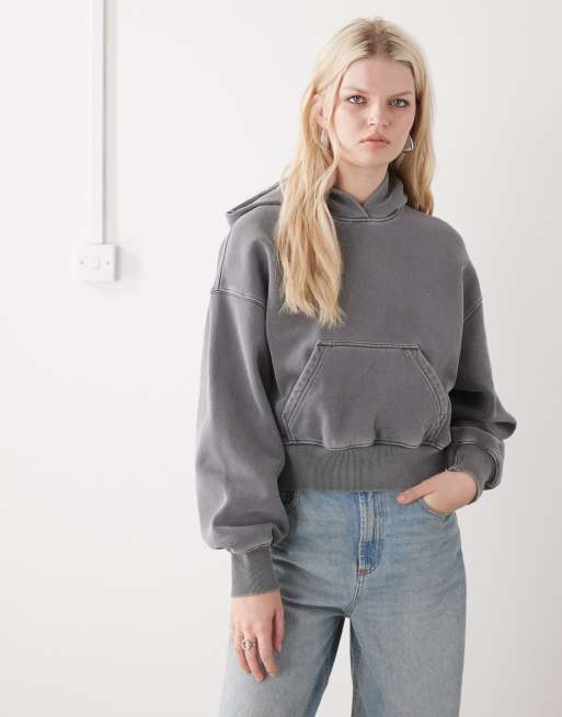Weekday – Ciemnoszara bluza z kapturem oversize o pudełkowym kroju, 4 z 4