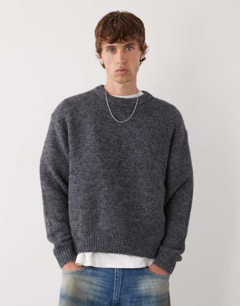 Weekday wool blend jumper in dark grey melange