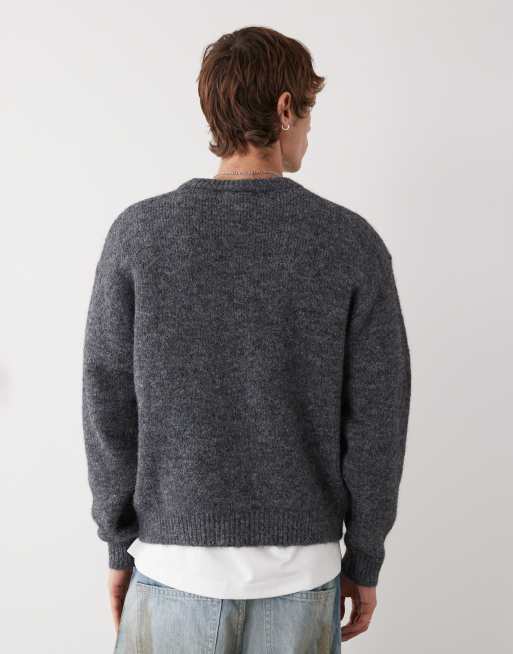 Weekday – Ciemnoszary melanżowy sweter z domieszką wełny, 3 z 5