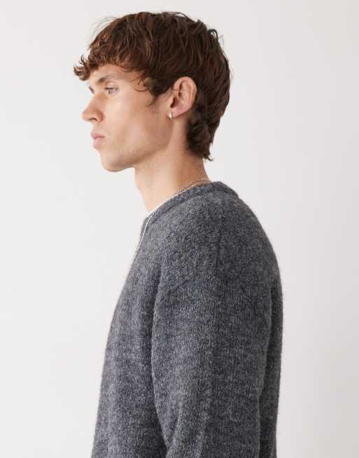 Weekday – Ciemnoszary melanżowy sweter z domieszką wełny, 4 z 5