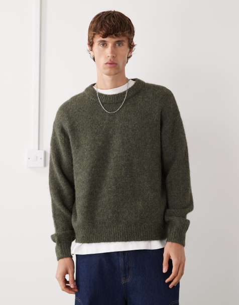 Weekday wool blend jumper in dark green melange