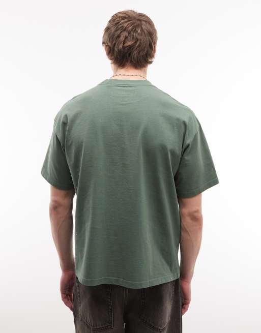 Weekday – Ciemnozielony T-shirt oversize o pudełkowym kroju, 5 z 5