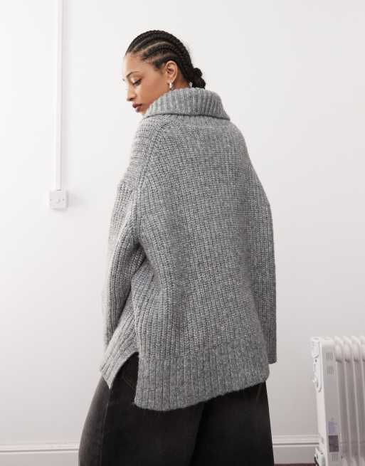 Weekday Cillia half zip extreme collar heavyweight sweater