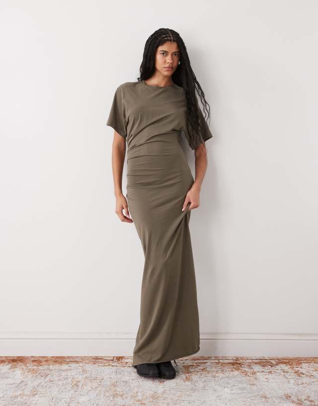 dark grey maxi dress Weekday 'Kelly' female plain colored size S dark grey dress for wedding