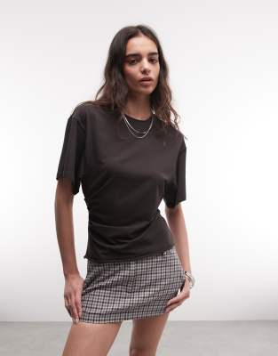 Weekday Cinched Waist T-shirt In Brown