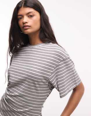 Weekday Cinched Waist T-shirt In Gray