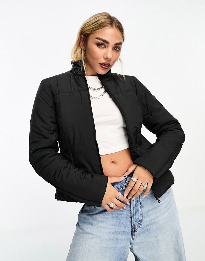 Weekday Cindy light padded jacket with cinched waist effect in black