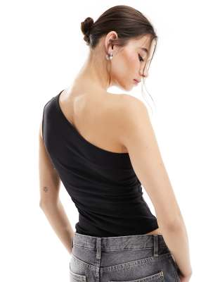 Weekday Asymmetric One Shoulder Top In Black