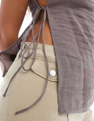 Weekday Cintia boat neck cami top with side tie detail in