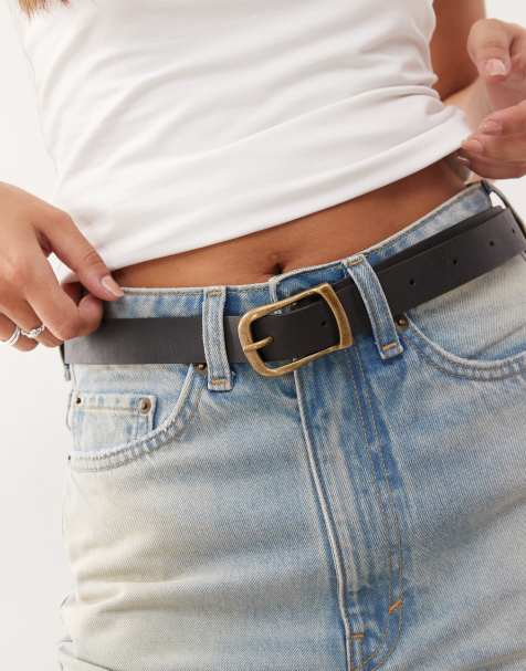 Weekday - Cintura slim in pelle sintetica nera - view 1