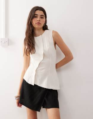 Circee linen mix wrap mini skirt in black - Exclusive to ASOS