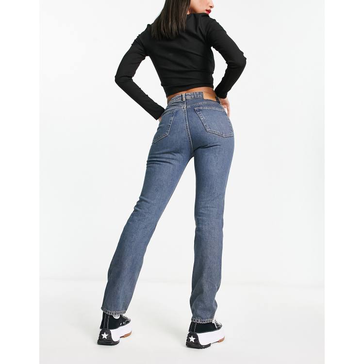 Weekday City high waist slim leg jeans in Lapis Blue