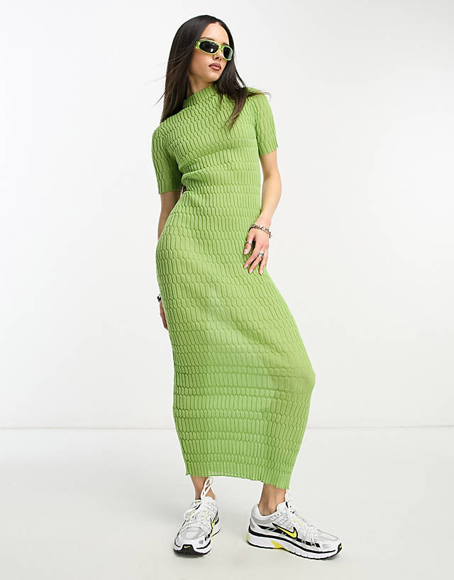 Weekday - claire knitted midi dress in green
