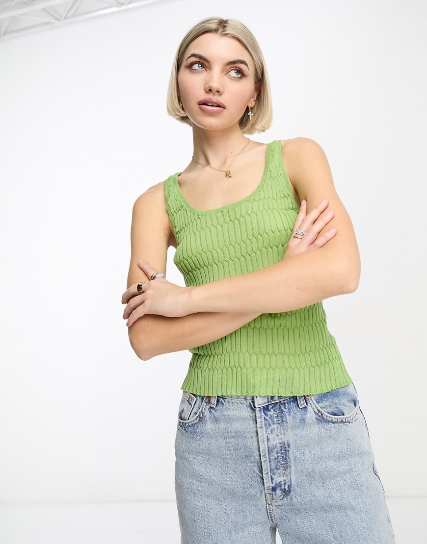 Weekday Claire knitted tank top in green
