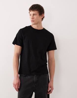 Weekday Classic Boxy Fit Heavyweight Jersey T-shirt In Black