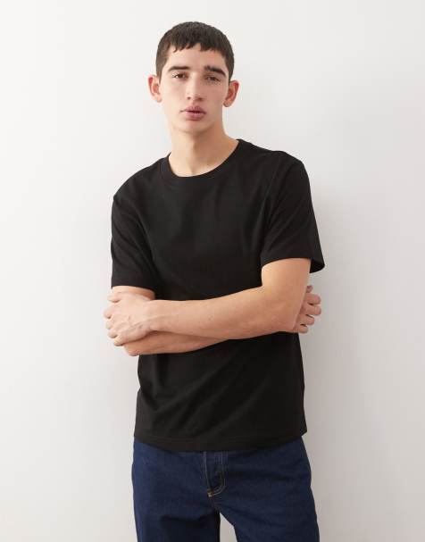 Weekday classic boxy fit heavyweight jersey t-shirt in black - view 1