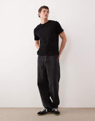 Weekday Classic Boxy Fit Heavyweight Jersey T-shirt In Black