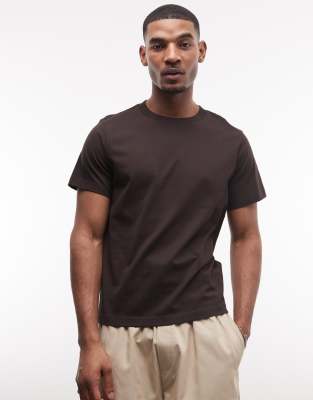 Weekday Classic Boxy Fit Heavyweight Jersey T-shirt In Brown