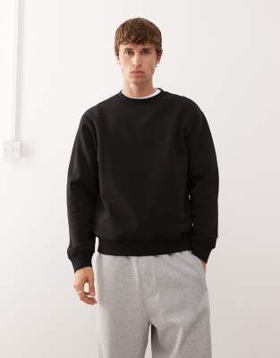 Weekday Relaxed Heavyweight Sweatshirt In Black In Black