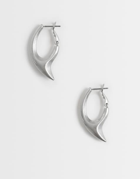 Weekday claw hoop earrings in silver - view 1