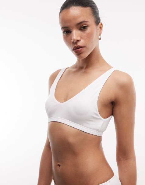 Weekday clean rib plunge bra in white - view 1