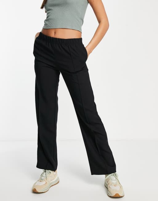 Weekday Cleo tailored straight leg trackies in black - BLACK